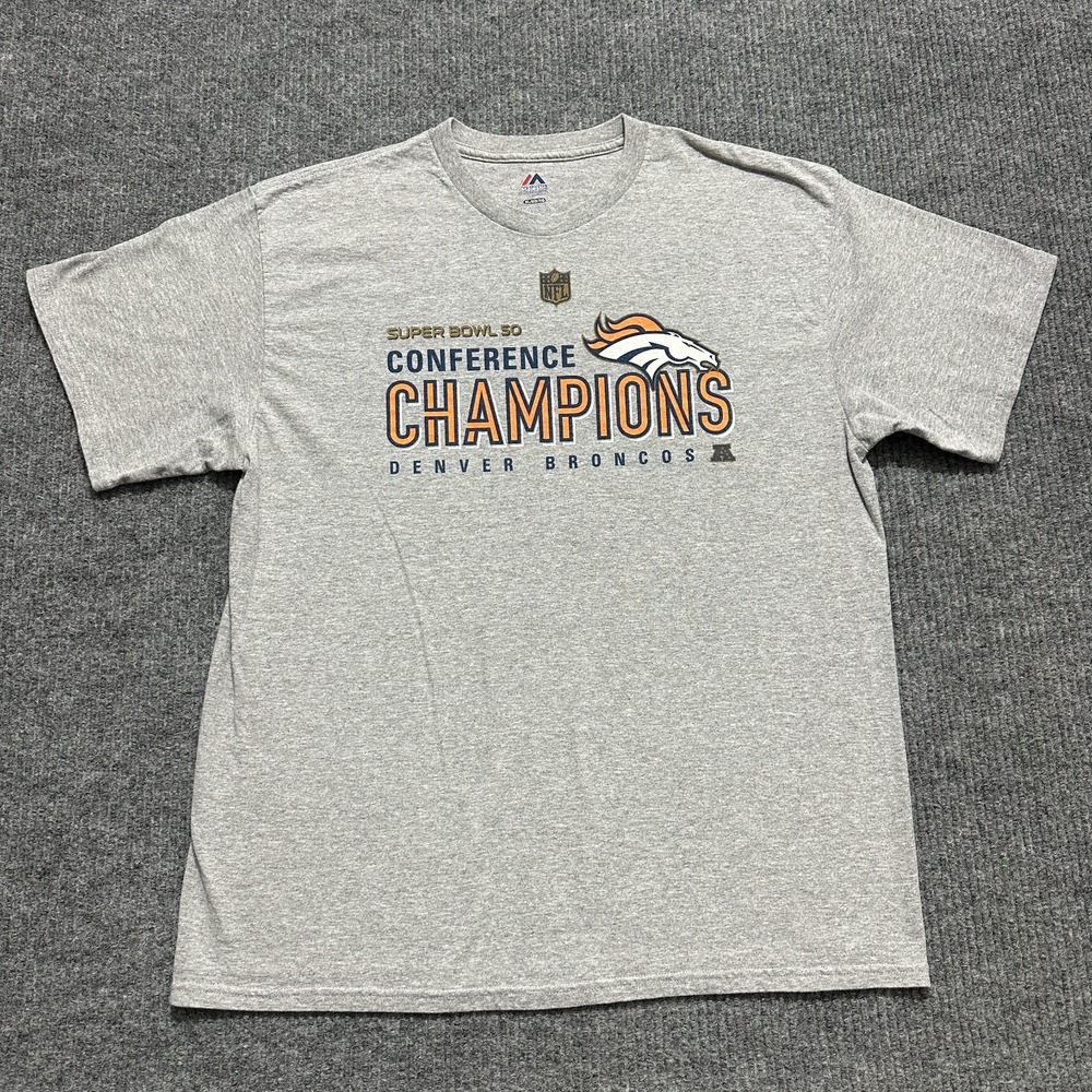 Majestic NFL Denver Broncos Super Bowl 50 Conference Champions T-shirt Mens XL